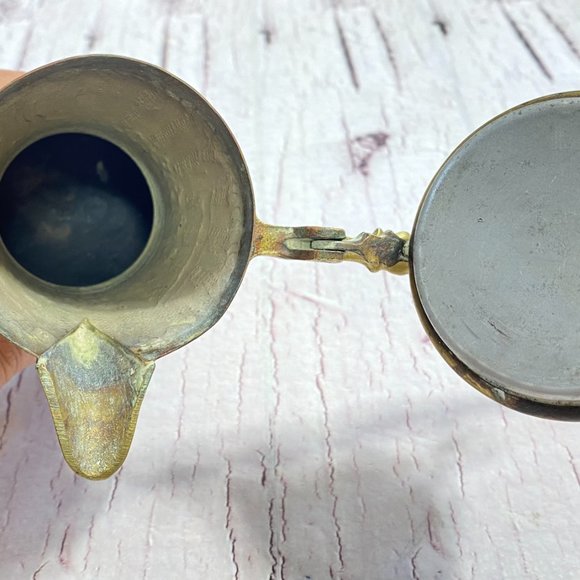 Vintage Brass Dallah Coffee Arabic Font Etched Design, Brass Arabic Coffee Ibrik - Picture 5 of 10